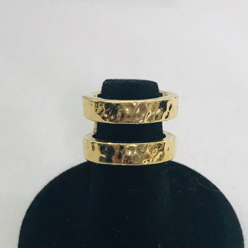 J.Crew Gold Hammered Metal Cuff Ring Size 6 #76